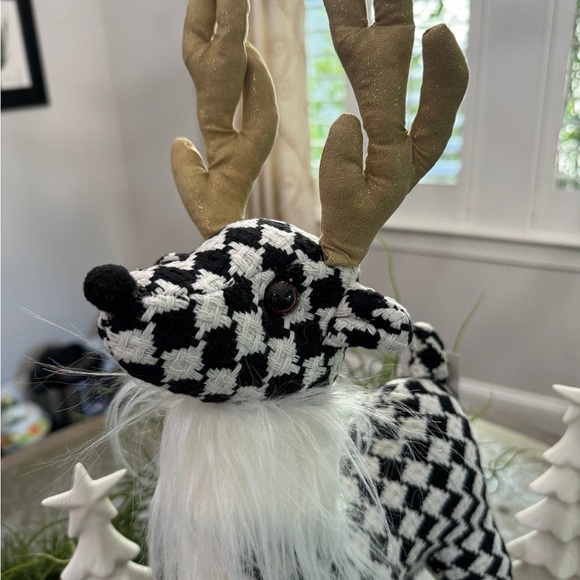 34TH & PINE BLK/WHITE HOUNDSTOOTH CHRISTMAS REINDEER NEW - Picture 4 of 10